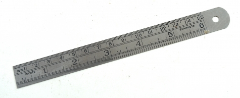 Six-inch rule in MM and inches