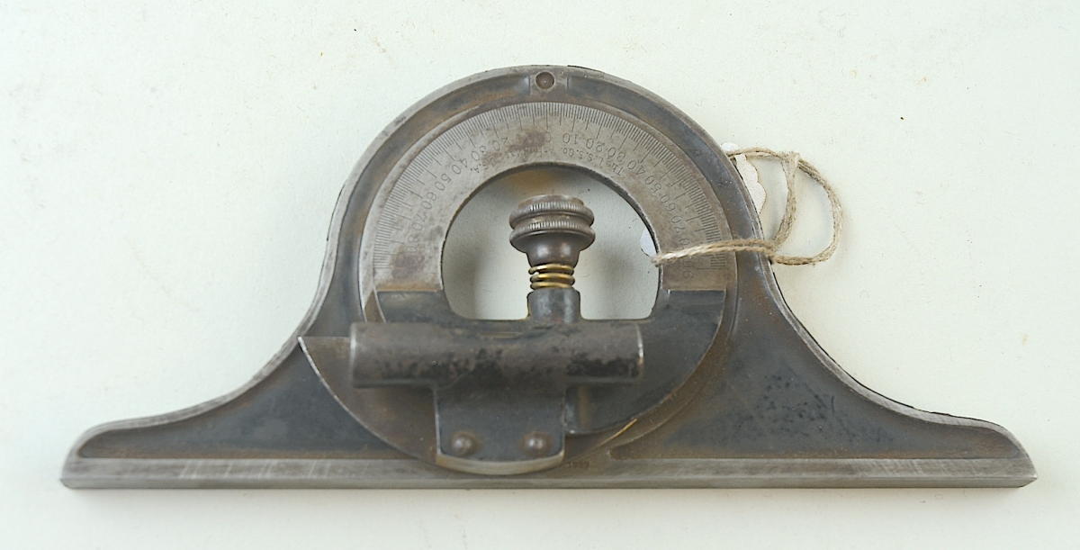 C. 1895 Starrett protractor head No. 12 with accessory level MR1281