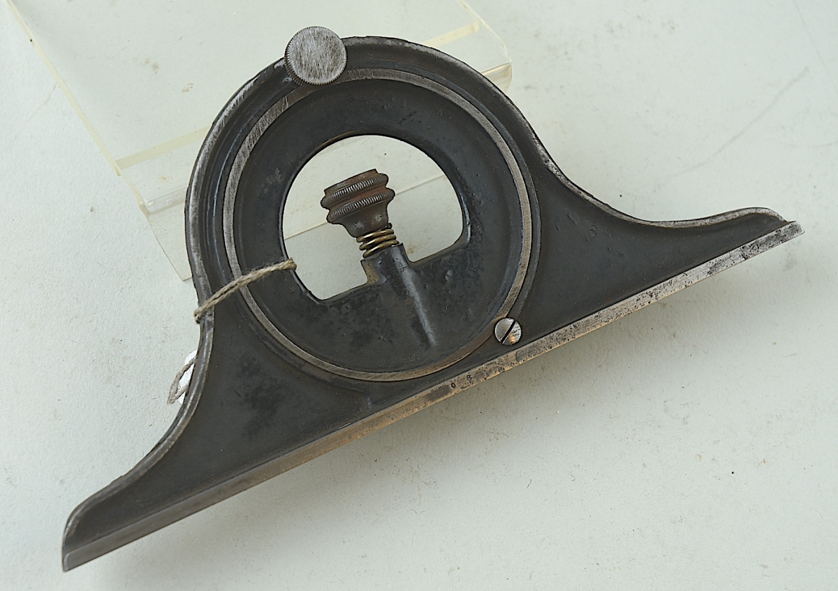 C. 1895 Starrett protractor head No. 12 with accessory level MR1281