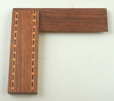 Small walnut try square with banded inlay