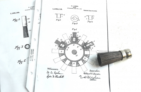 Patented wire brush to be used in an assembly to clean a large bore gun