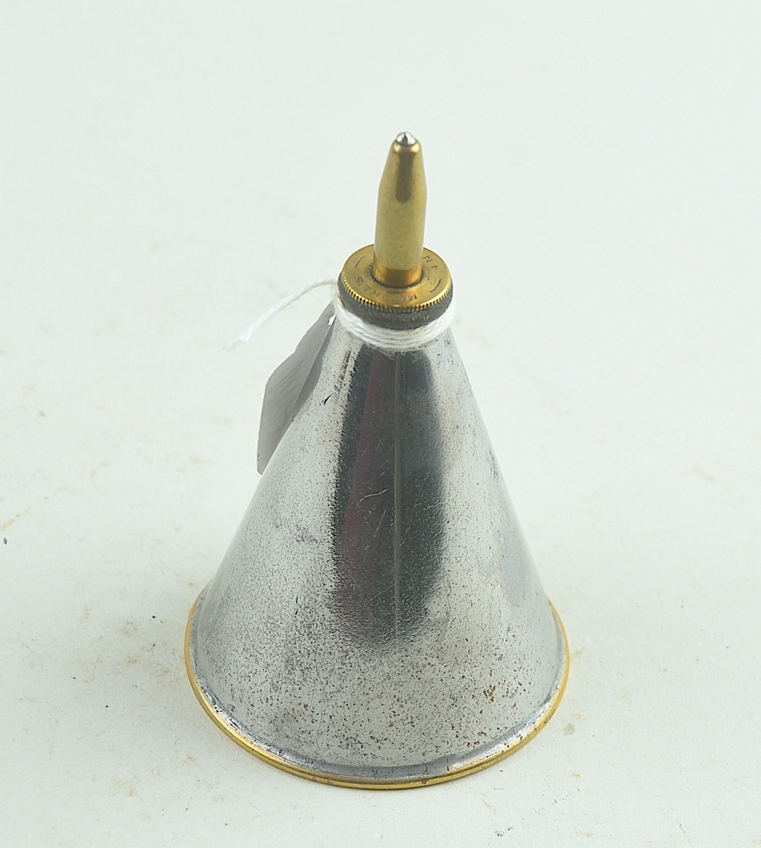 Brass and steel conical oil can